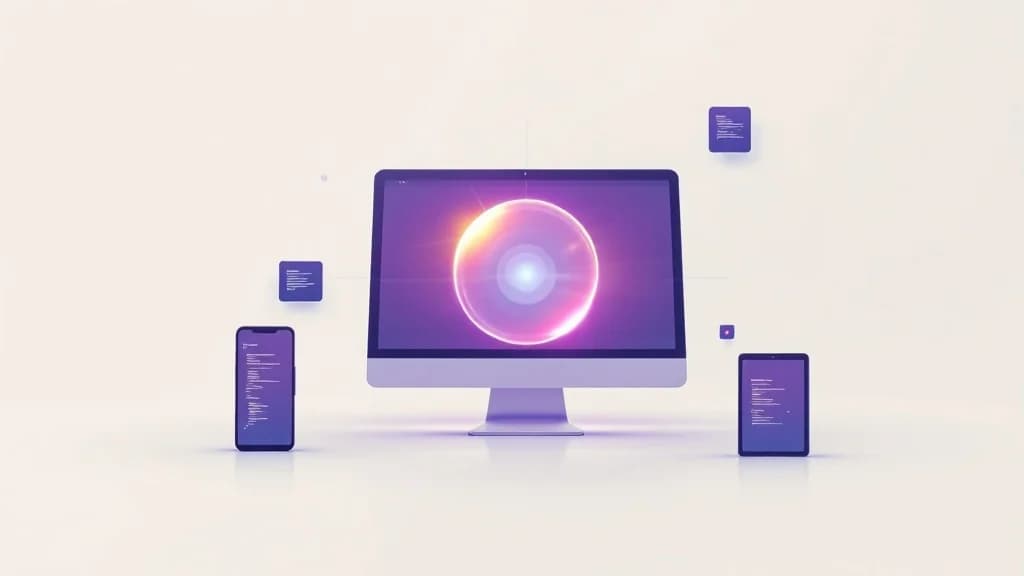 Illustration éditoriale : une seule base de code se déployant sur desktop, mobile et applications natives