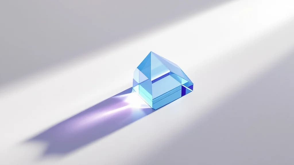 Un prisme de verre posé sur une surface claire, traversé par la lumière, pour illustrer la lecture des signaux qui annoncent la séparation des rôles de CTO et de CPO