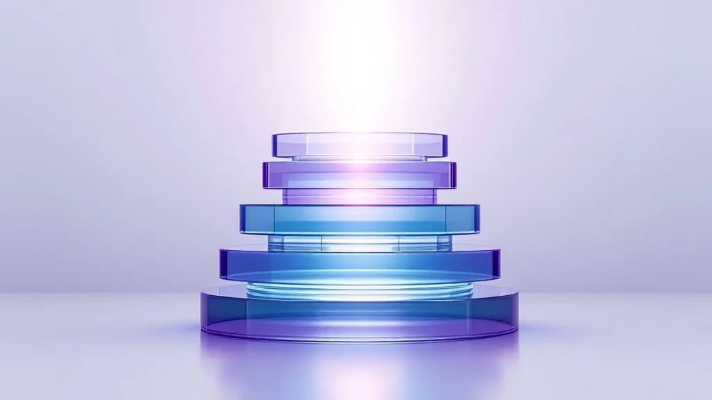 Des couches de mémoire structurées et empilées émettant un faisceau de lumière, illustrant la mémoire persistante conservée d'une session à l'autre