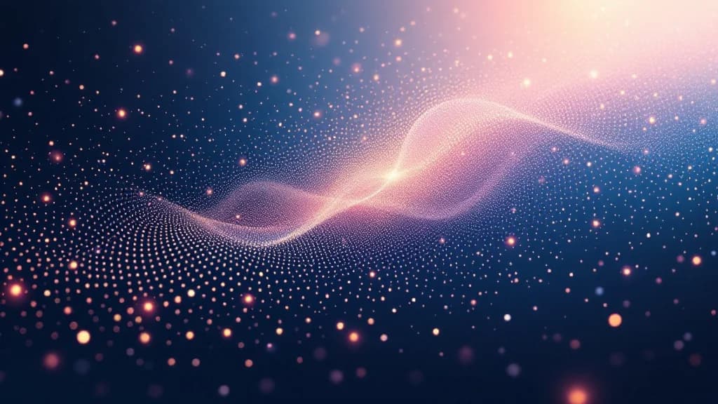 Une multitude de nœuds lumineux convergeant en un motif orchestré harmonieux