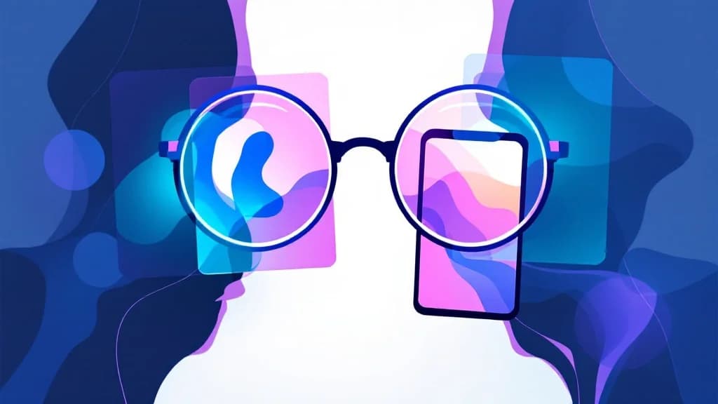 Des écrans d'interface examinés à travers des lentilles d'inspection en desktop et mobile, illustrant la boucle de convergence relue par des experts design et produit