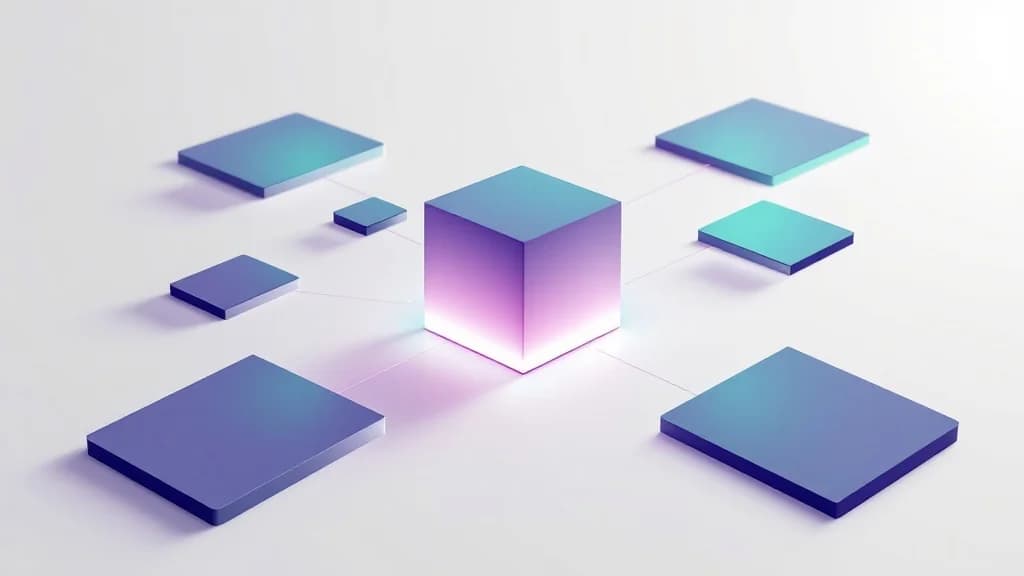 Un cœur de dépôt lumineux violet et teal relié à des documents et panneaux orbitant autour de lui, illustrant le monorepo comme mémoire vivante du projet