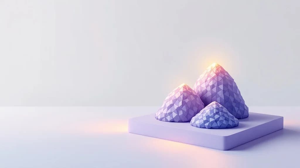 Trois piles de facettes géométriques de hauteurs différentes posées sur un plateau, la plus haute mise en lumière, illustration du classement des processus à automatiser par temps récupéré